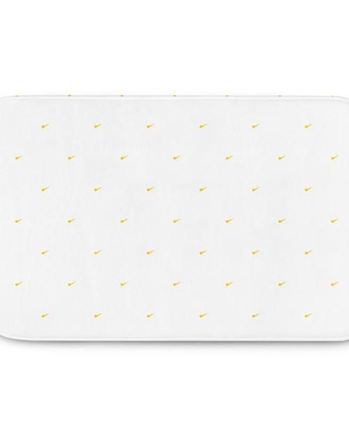 Allatyme: Infinity A – Memory foam bath mat – Navy, White & Yellow (Pattern)