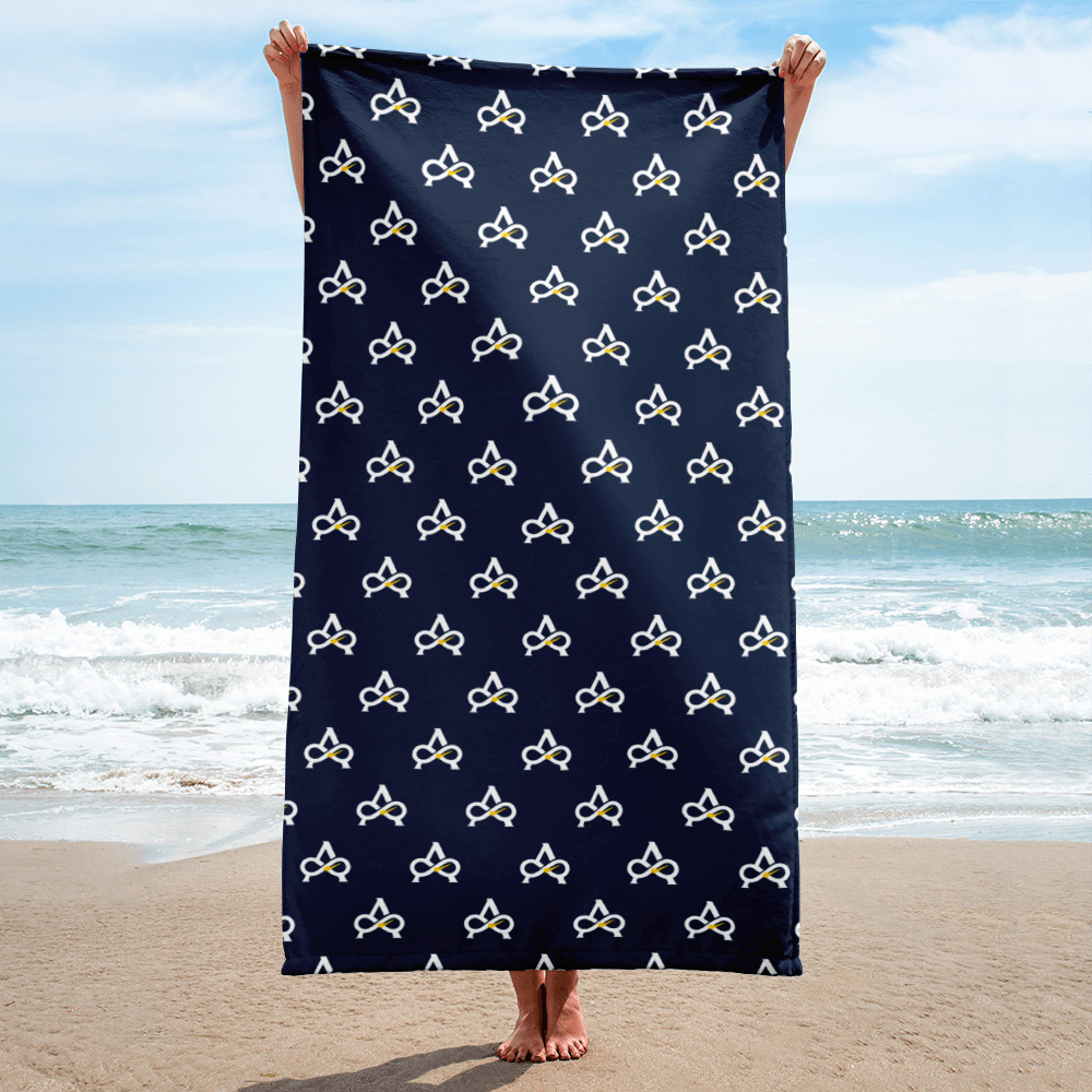 Allatyme: Infinity A – Towel – Navy, White & Yellow (Pattern) - Image 5