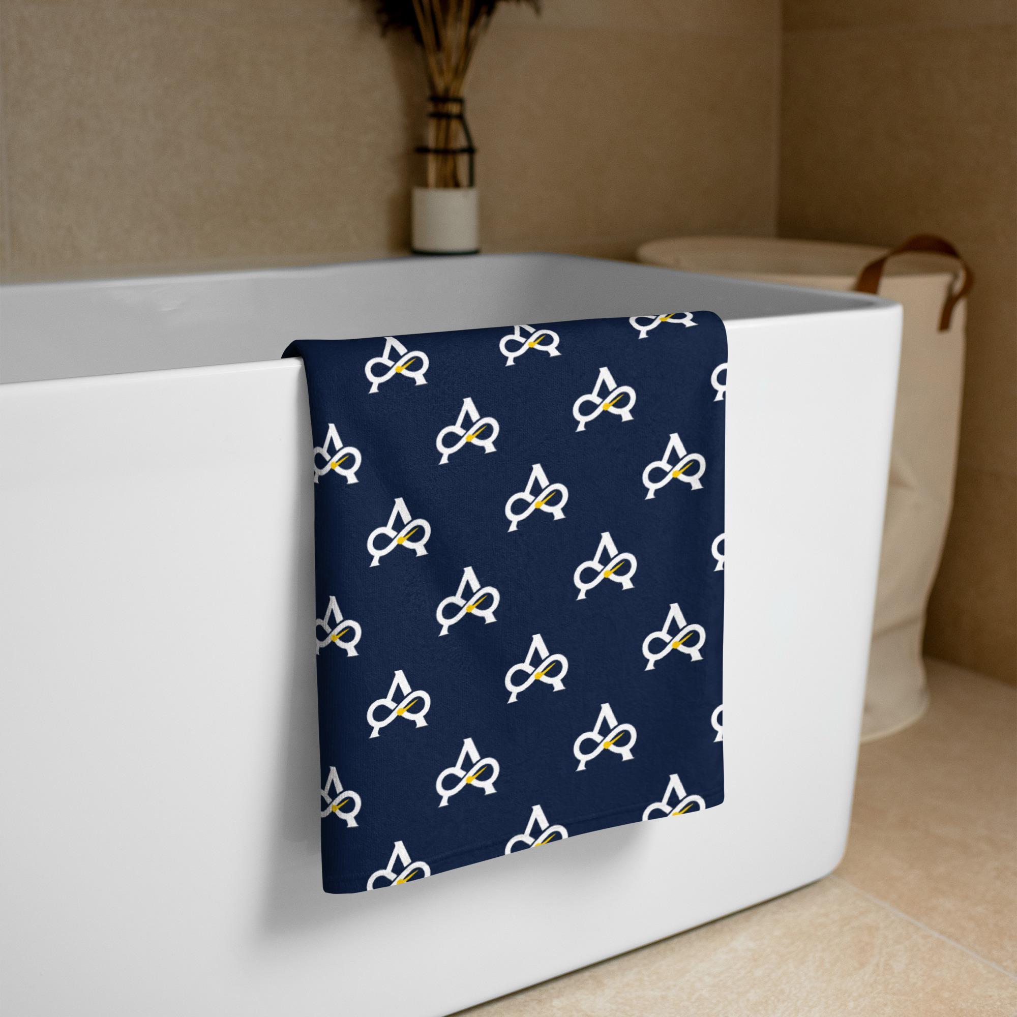 Allatyme: Infinity A – Towel – Navy, White & Yellow (Pattern) - Image 4