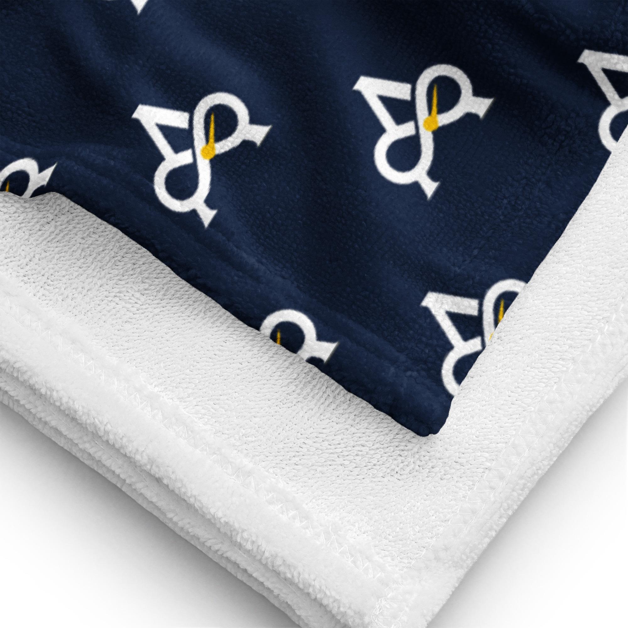 Allatyme: Infinity A – Towel – Navy, White & Yellow (Pattern) - Image 2