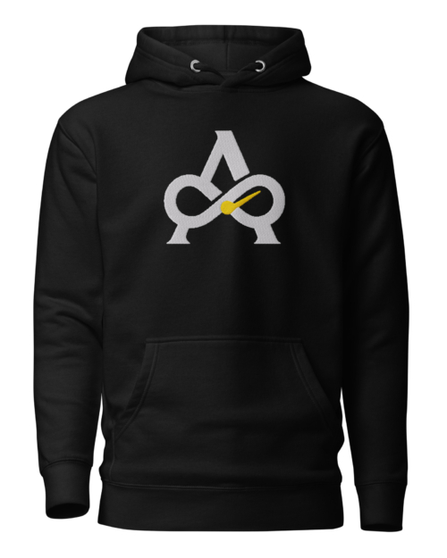 Allatyme: Infinity A – Unisex Hoodie – White & Yellow